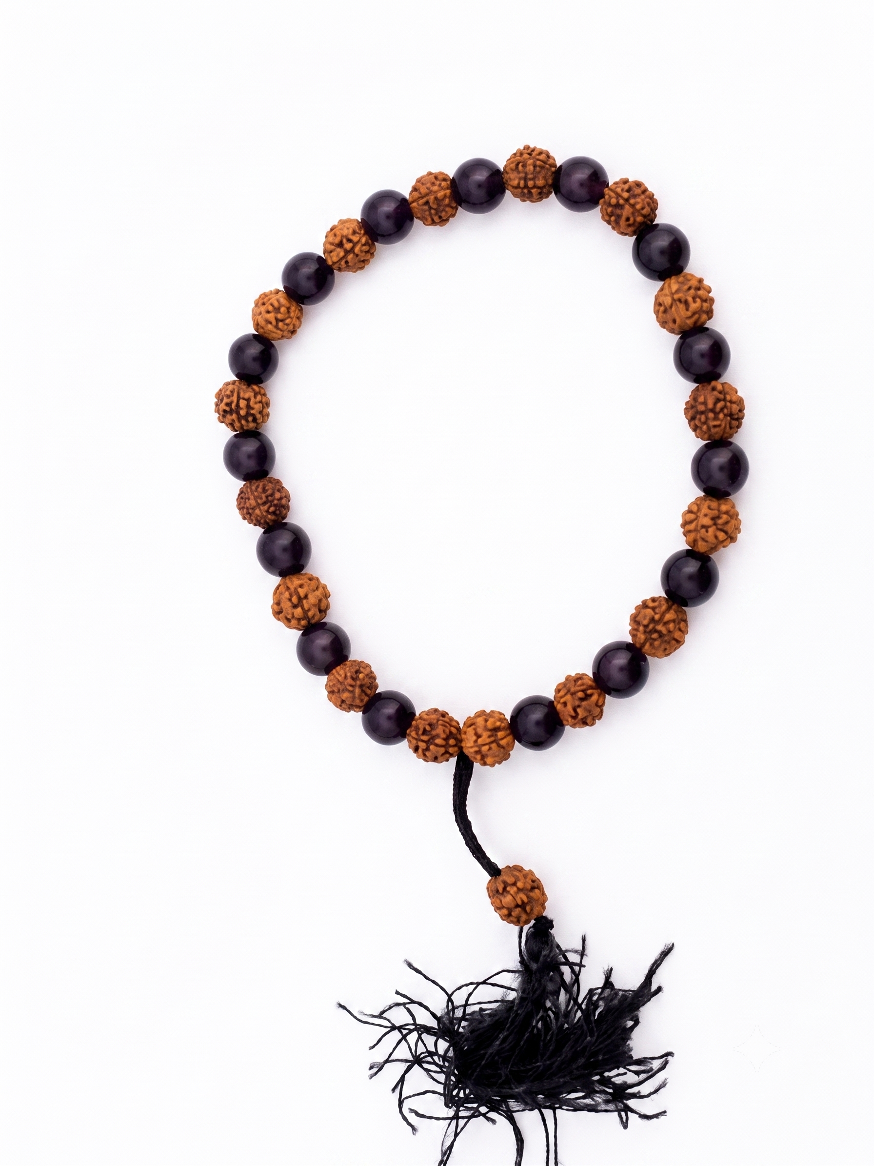 Natural Rudraksha & Black Agate Bracelet | Handmade Spiritual Healing Bracelet | Unisex