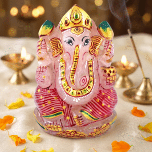 Natural Rose Quartz Lord Ganesha Idol | Handcrafted Ganesh Murti for Home, Office & Temple | Vastu & Spiritual Décor