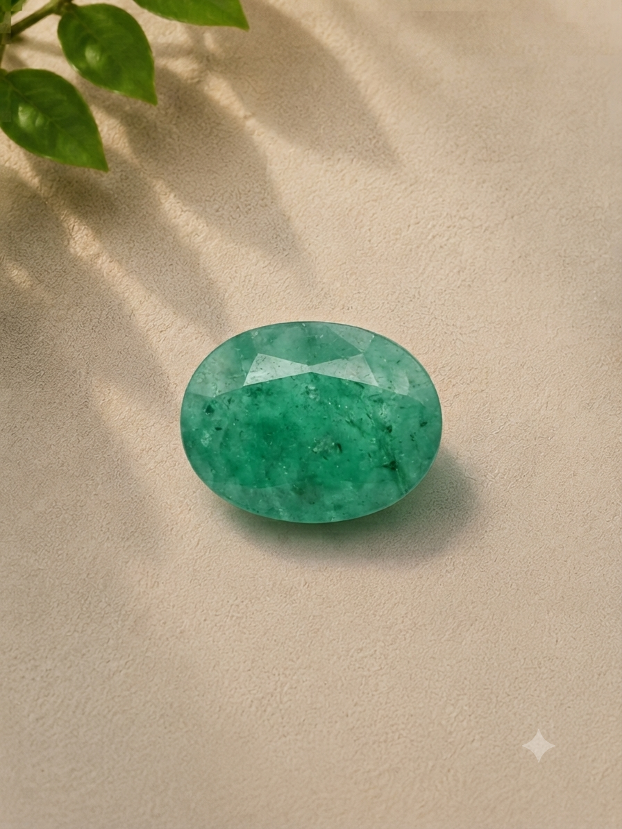Natural Emerald (Panna) Oval Cabochon – 3.13 Carat Certified Gemstone