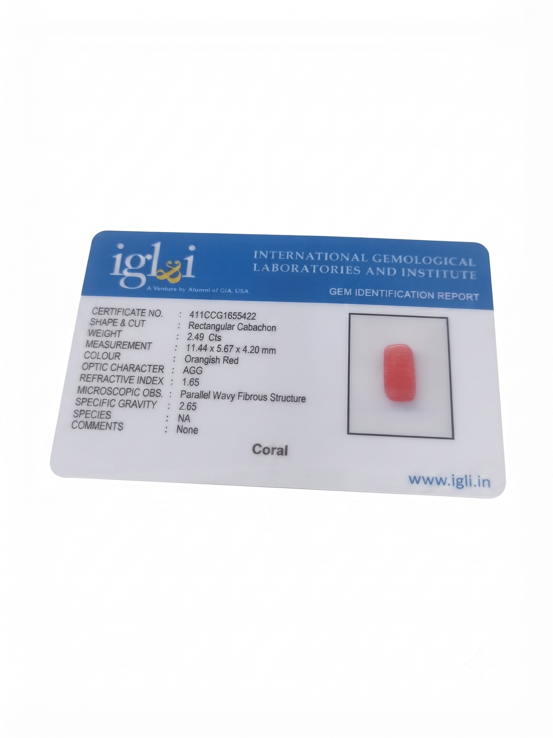 Natural Red Coral Gemstone (Moonga) – 2.49 Ct Rectangular Cabochon - Image 7