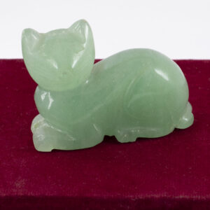 Natural Green Aventurine Cat Carving | Crystal Cat Figurine for Luck, Healing & Prosperity