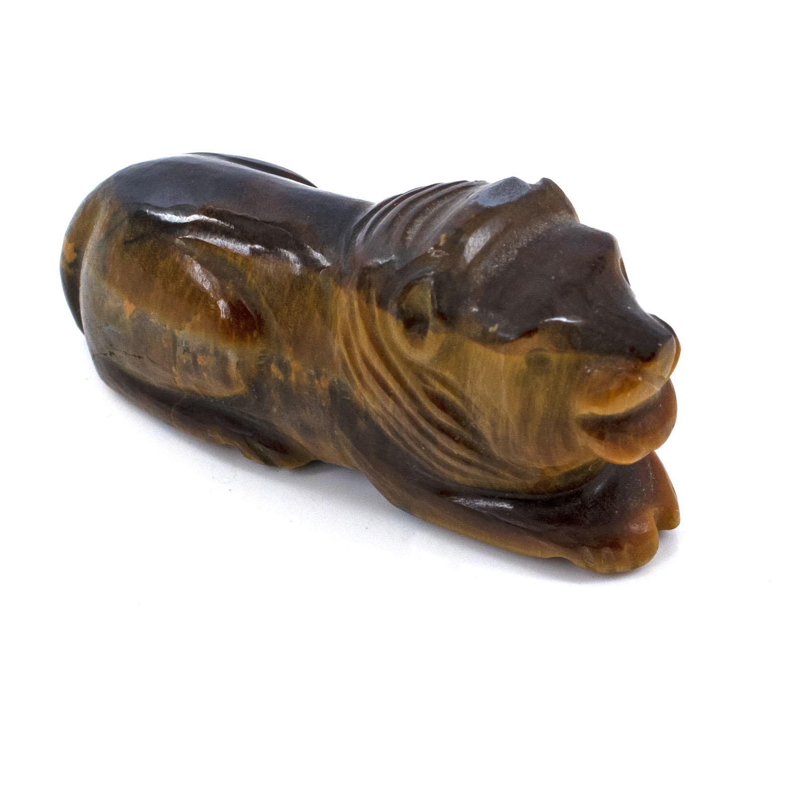 Natural Tiger Eye Nandi Idol / Hand-Carved Tiger Eye Cow Statue - Image 4