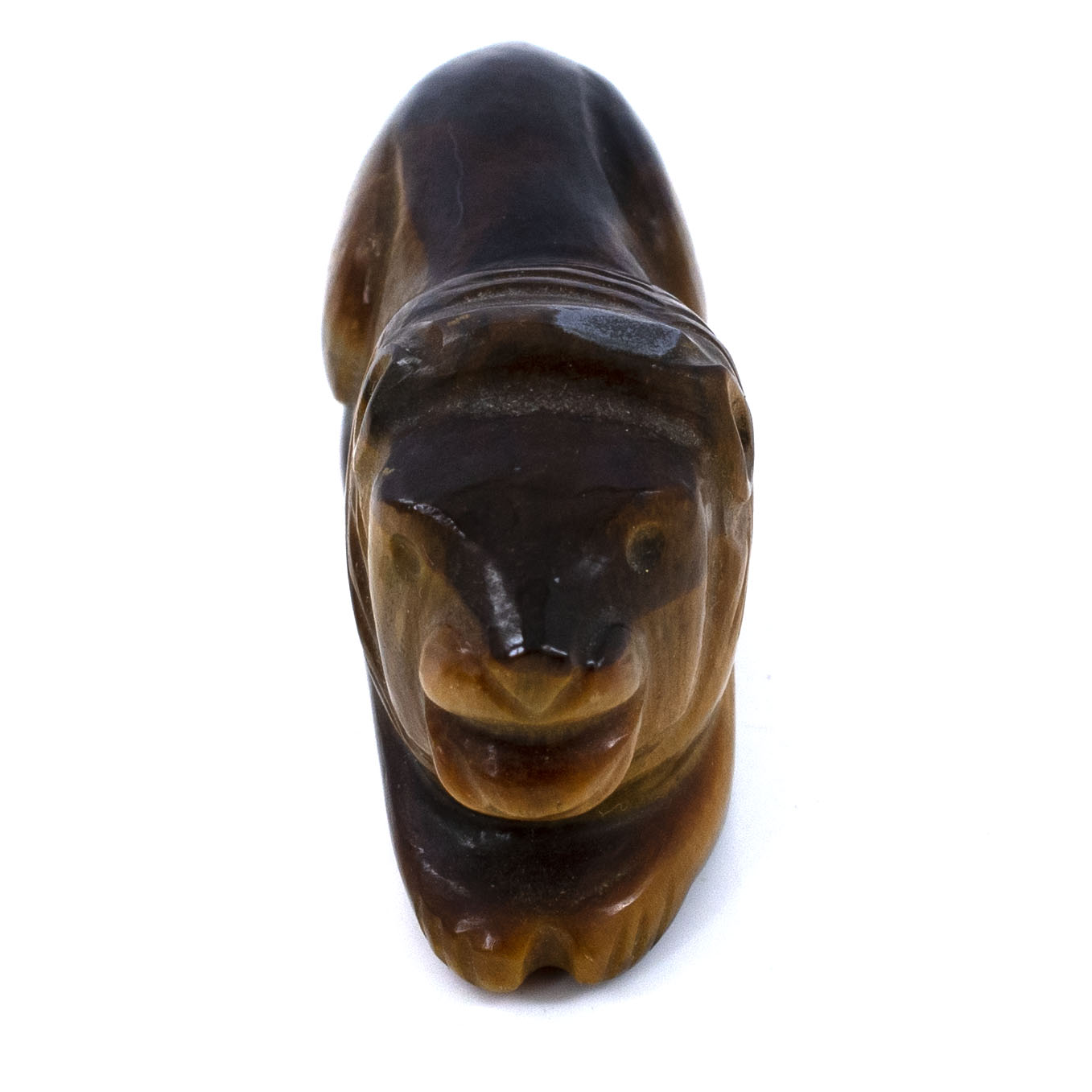 Natural Tiger Eye Nandi Idol / Hand-Carved Tiger Eye Cow Statue - Image 2