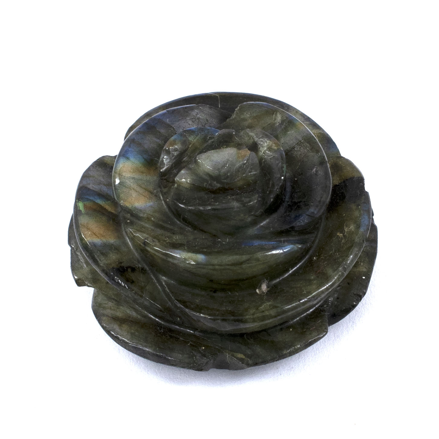 Natural Labradorite Hand-Carved Rose Flower Crystal – Healing Gemstone Rose for Energy & Decor - Image 3