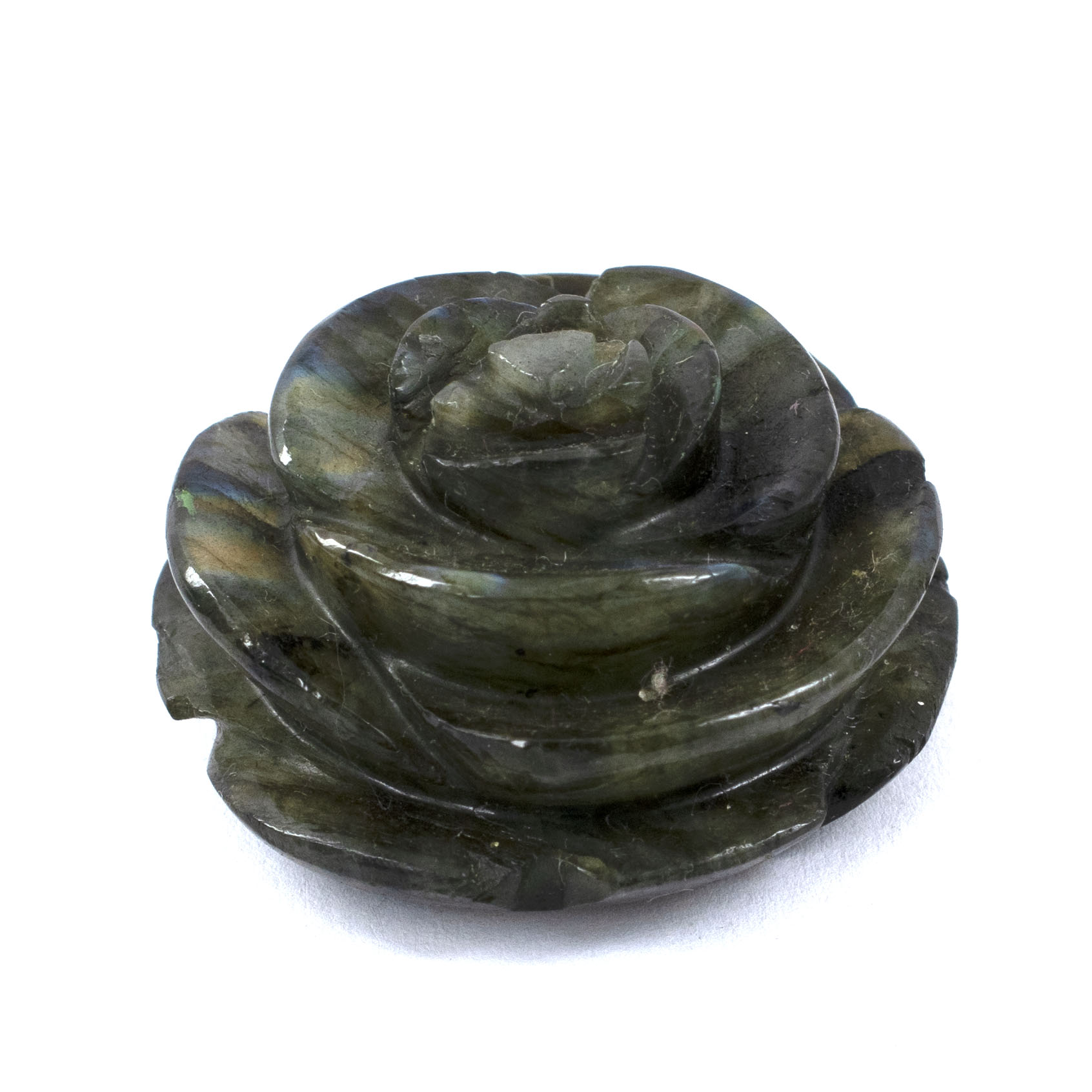 Natural Labradorite Hand-Carved Rose Flower Crystal – Healing Gemstone Rose for Energy & Decor - Image 2