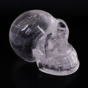 Natural Clear Quartz Crystal Skull – Handcrafted Healing Gemstone Skull for Energy Amplification & Protection