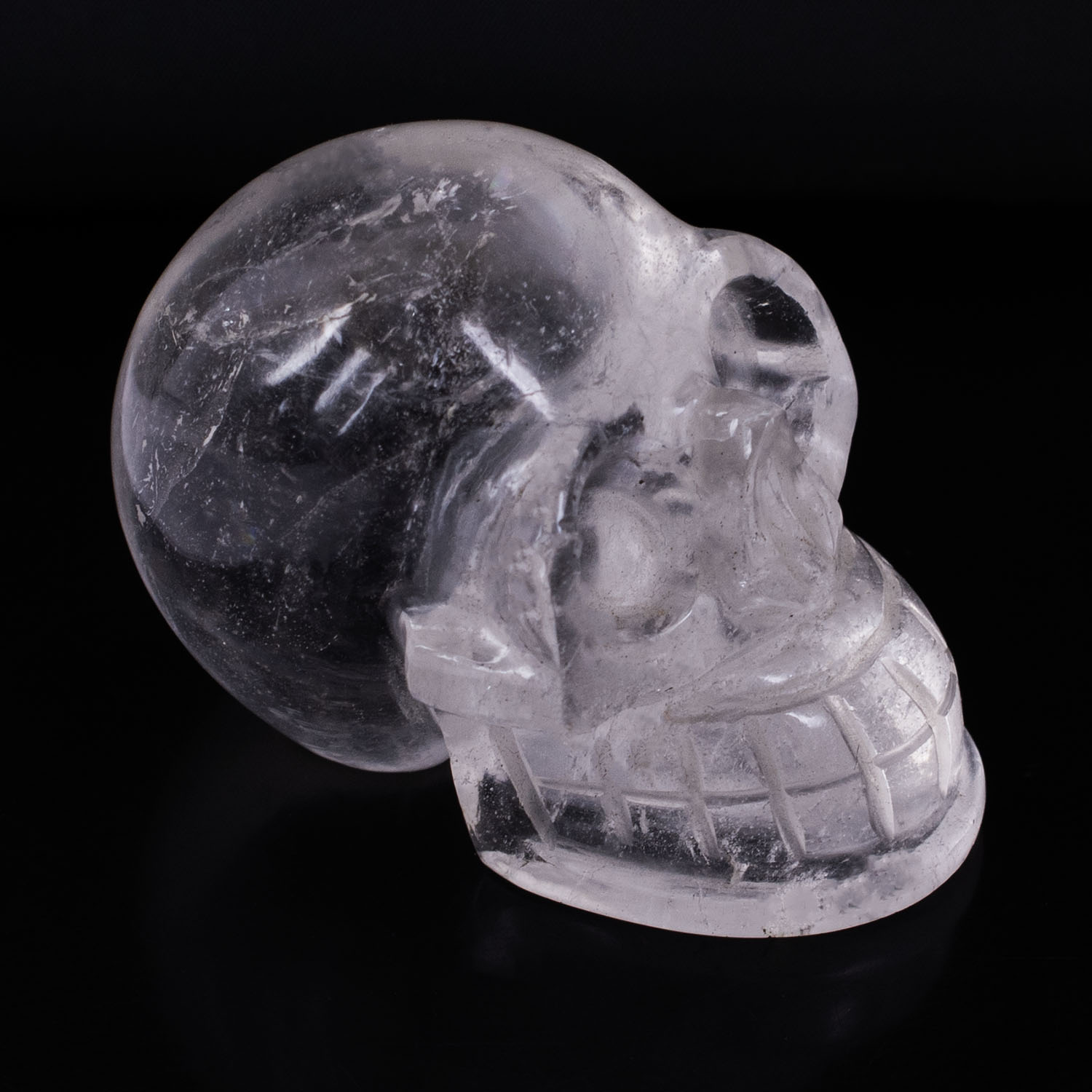 Natural Clear Quartz Crystal Skull – Handcrafted Healing Gemstone Skull for Energy Amplification & Protection