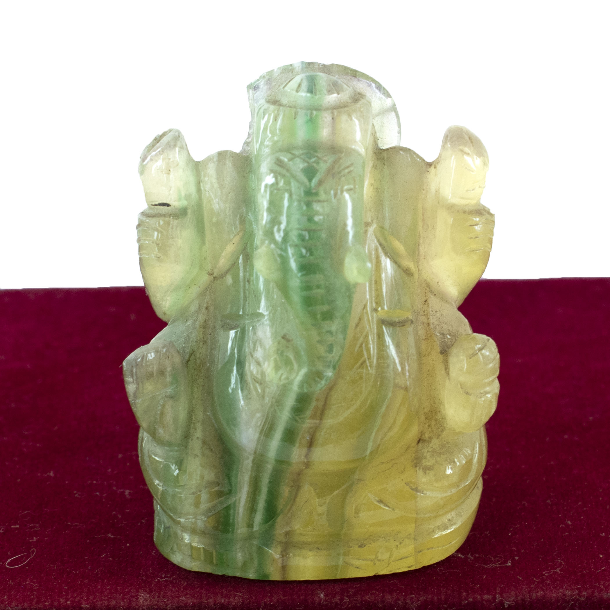Natural Green Yellow Fluorite Ganesha Idol – Hand Carved Crystal Ganesh Statue for Healing, Vastu & Spiritual Décor - Image 4
