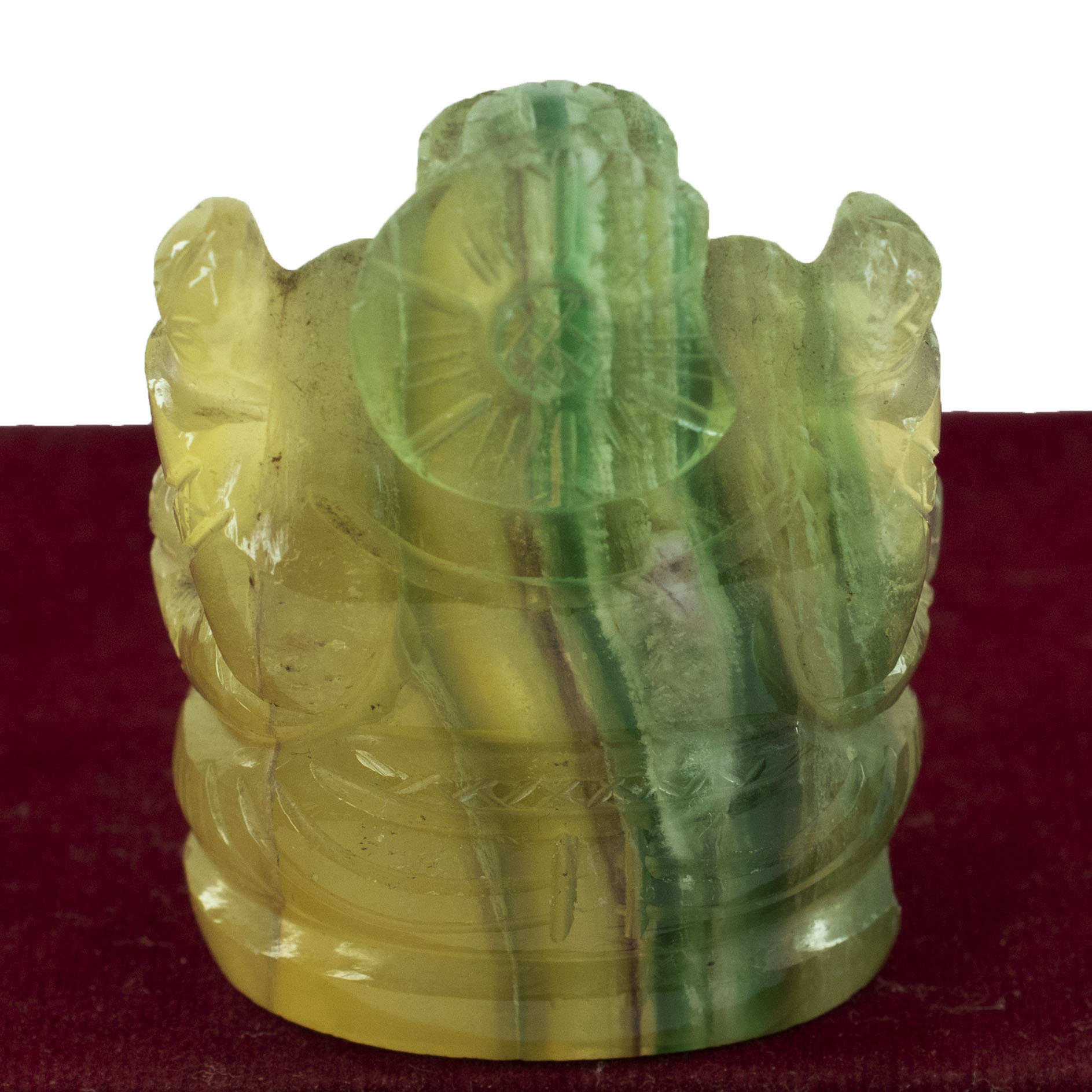 Natural Green Yellow Fluorite Ganesha Idol – Hand Carved Crystal Ganesh Statue for Healing, Vastu & Spiritual Décor - Image 3