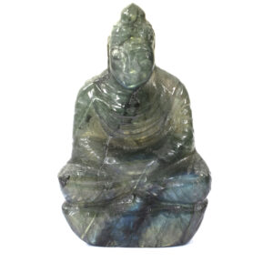 Natural Labradorite Meditating Buddha Statue – Hand Carved Crystal Buddha Idol for Healing, Protection & Spiritual Décor