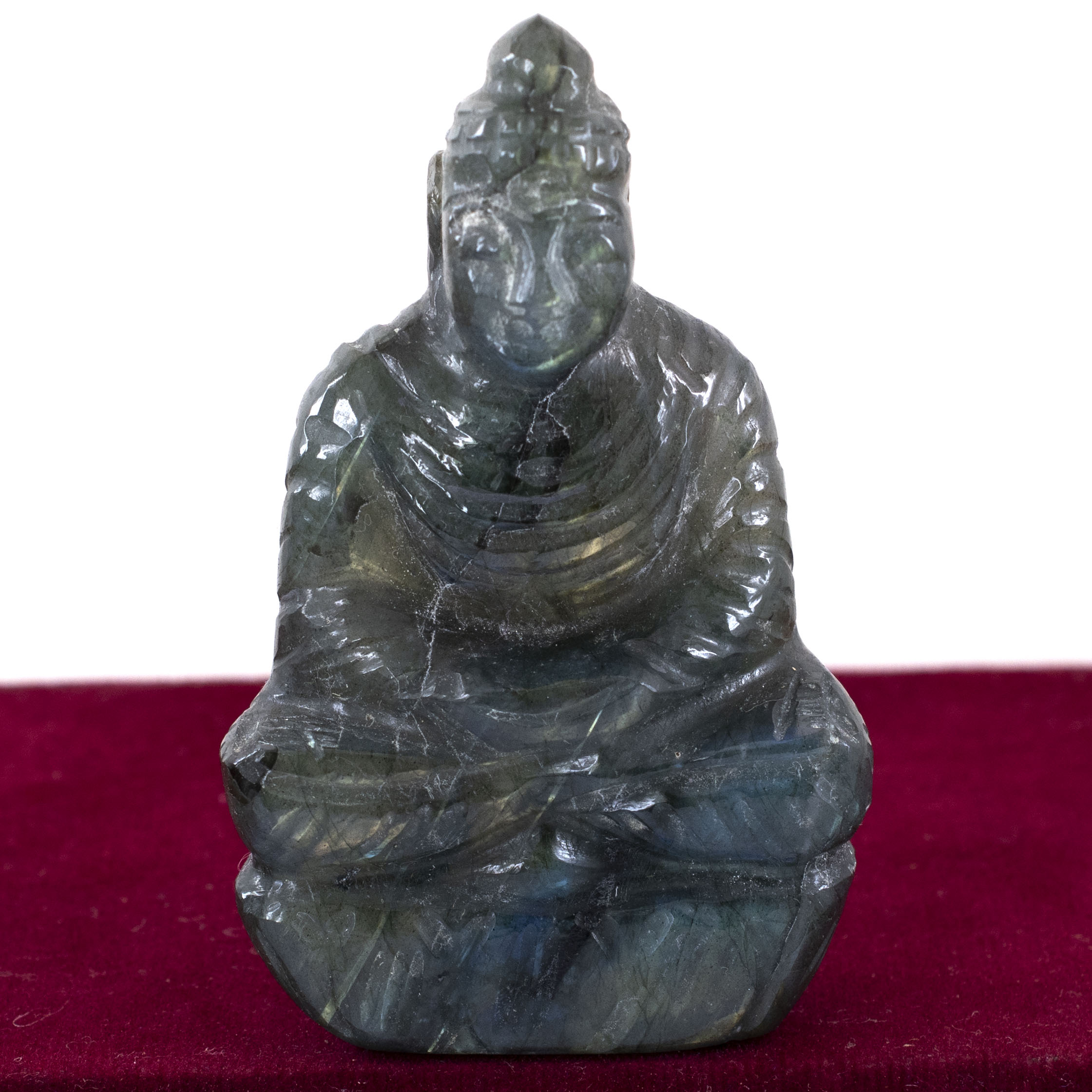 Natural Labradorite Meditating Buddha Statue – Hand Carved Crystal Buddha Idol for Healing, Protection & Spiritual Décor - Image 2