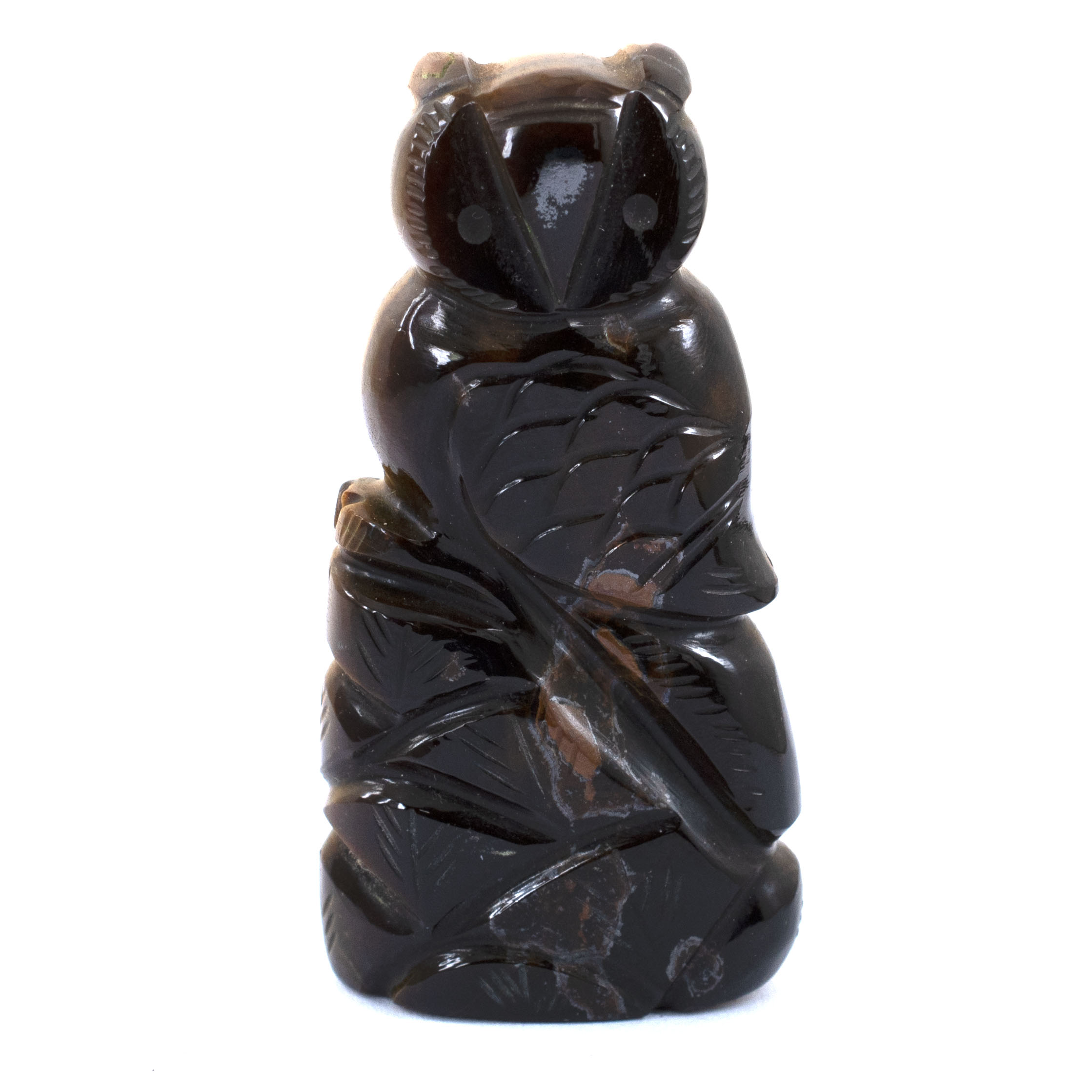 Obsidian Tiger’s Eye Owl Carving / Handcrafted Gemstone Owl Statue Detailed Listing: - Image 4