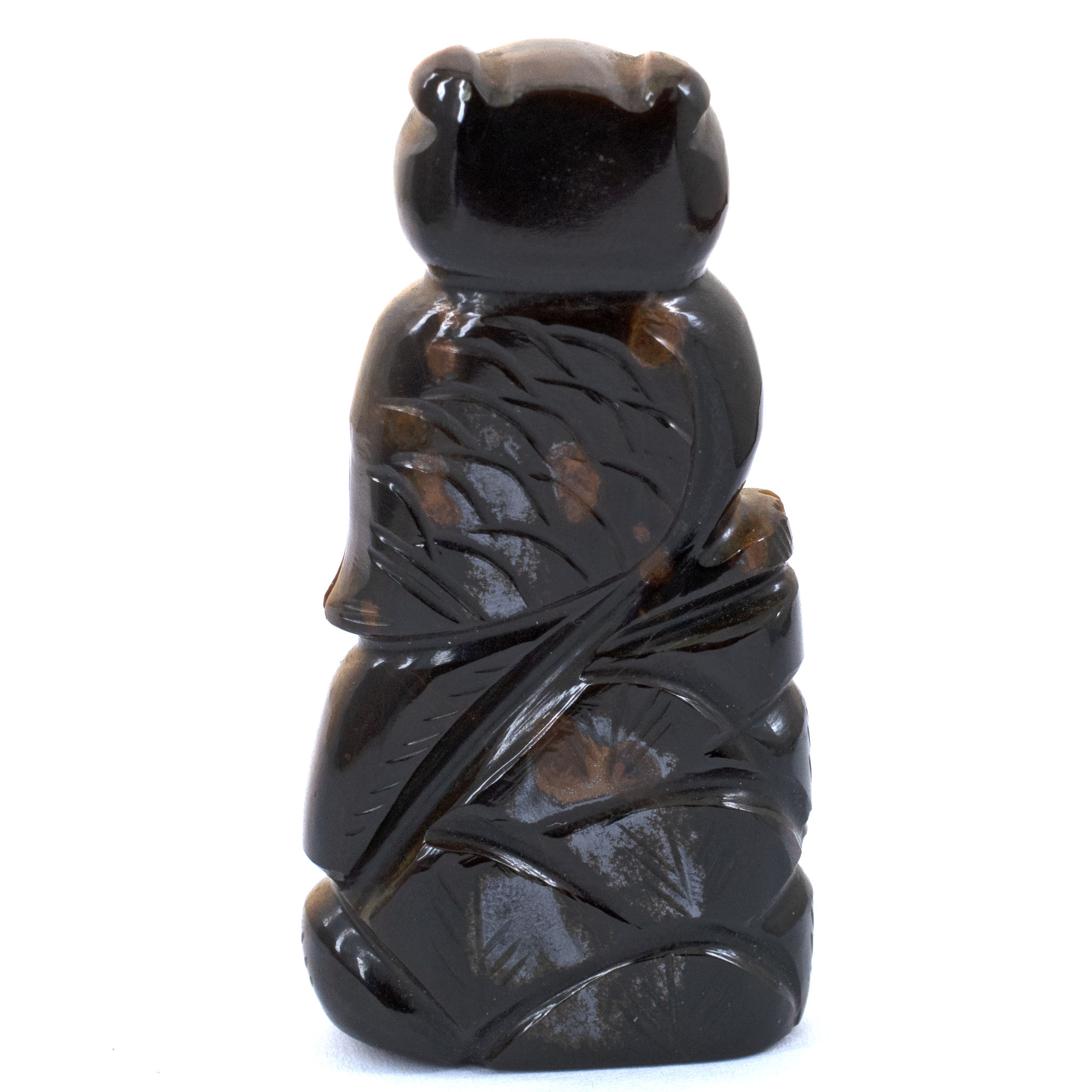 Obsidian Tiger’s Eye Owl Carving / Handcrafted Gemstone Owl Statue Detailed Listing: - Image 3