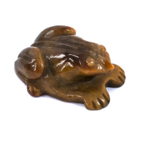 Natural Tiger Eye Frog Carving – Hand-Carved Crystal Frog for Wealth, Luck & Prosperity