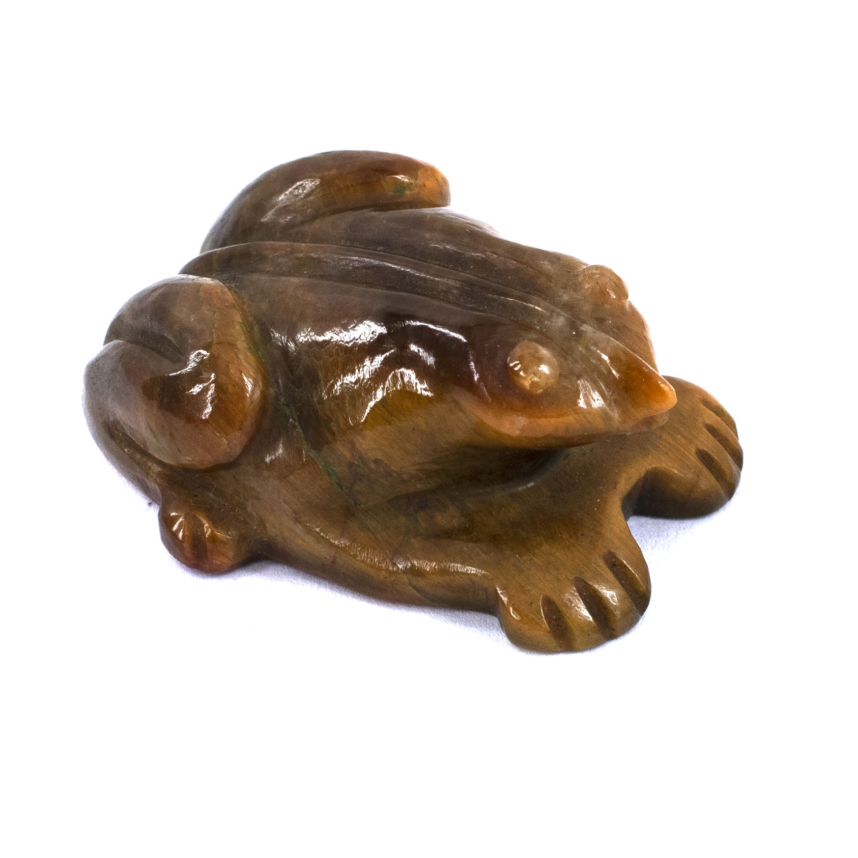 Natural Tiger Eye Frog Carving – Hand-Carved Crystal Frog for Wealth, Luck & Prosperity