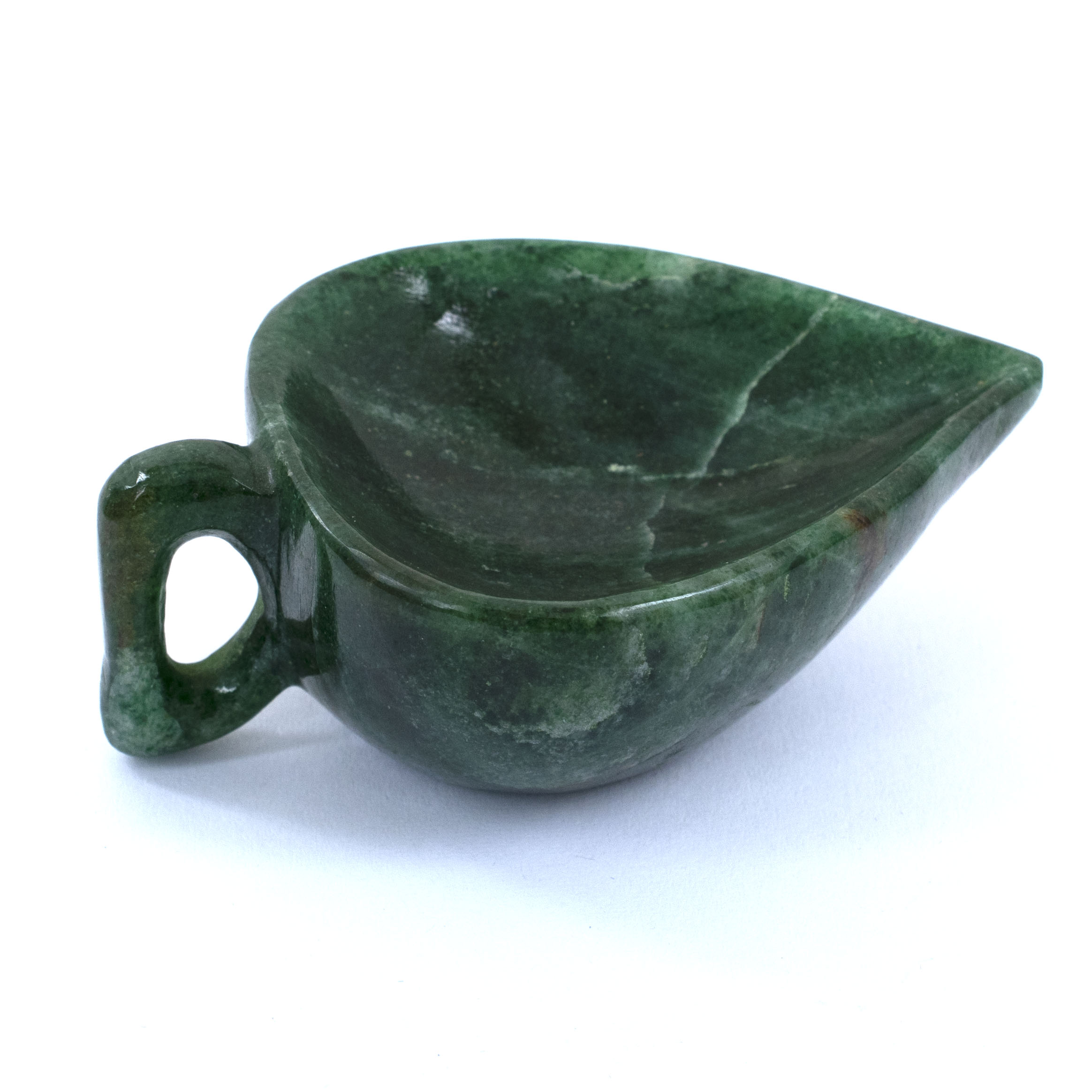 Natural Jade Crystal Diya / Handcrafted Healing Stone Oil Lamp - Image 2
