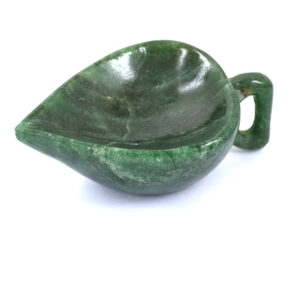 Natural Jade Crystal Diya / Handcrafted Healing Stone Oil Lamp