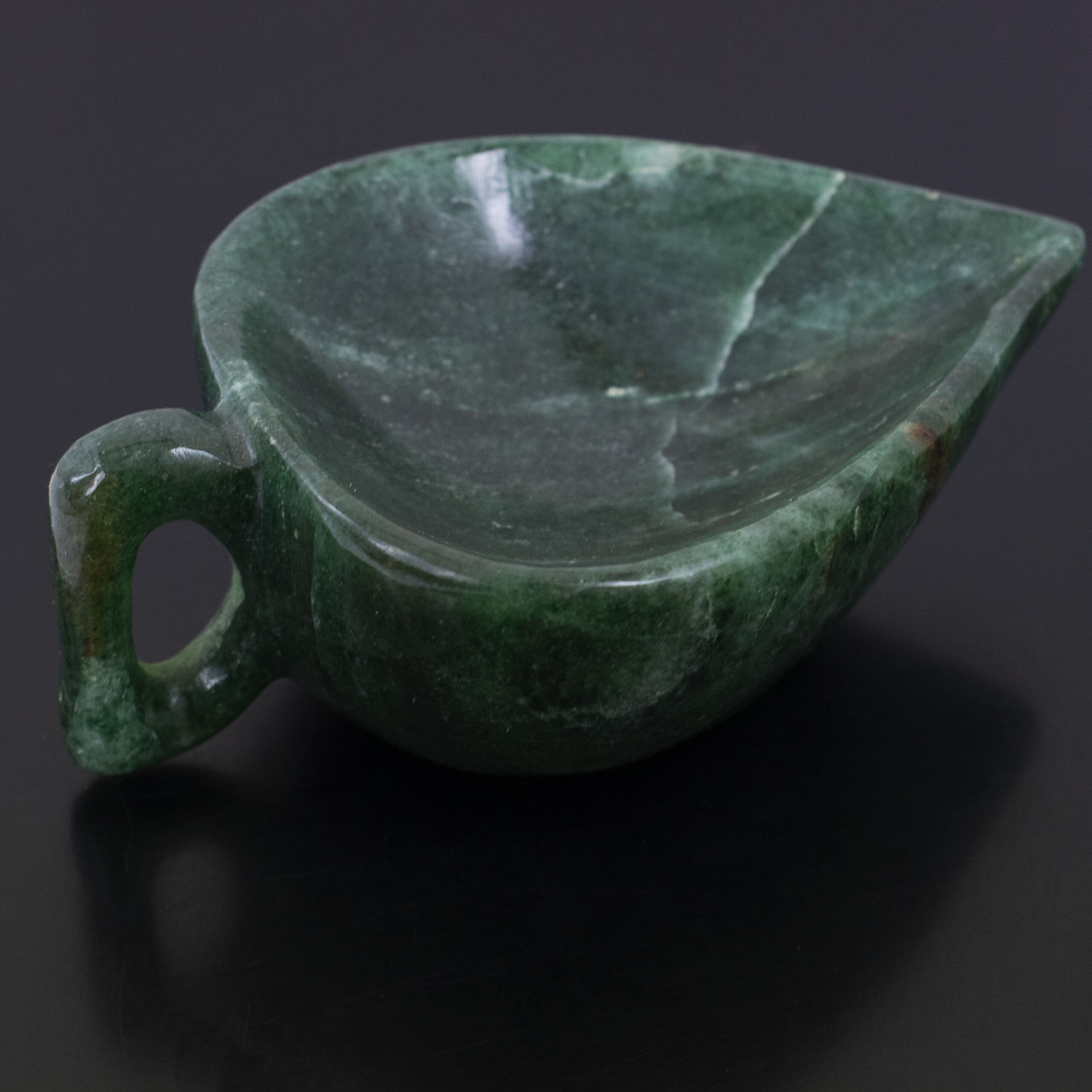 Natural Jade Crystal Diya / Handcrafted Healing Stone Oil Lamp - Image 4