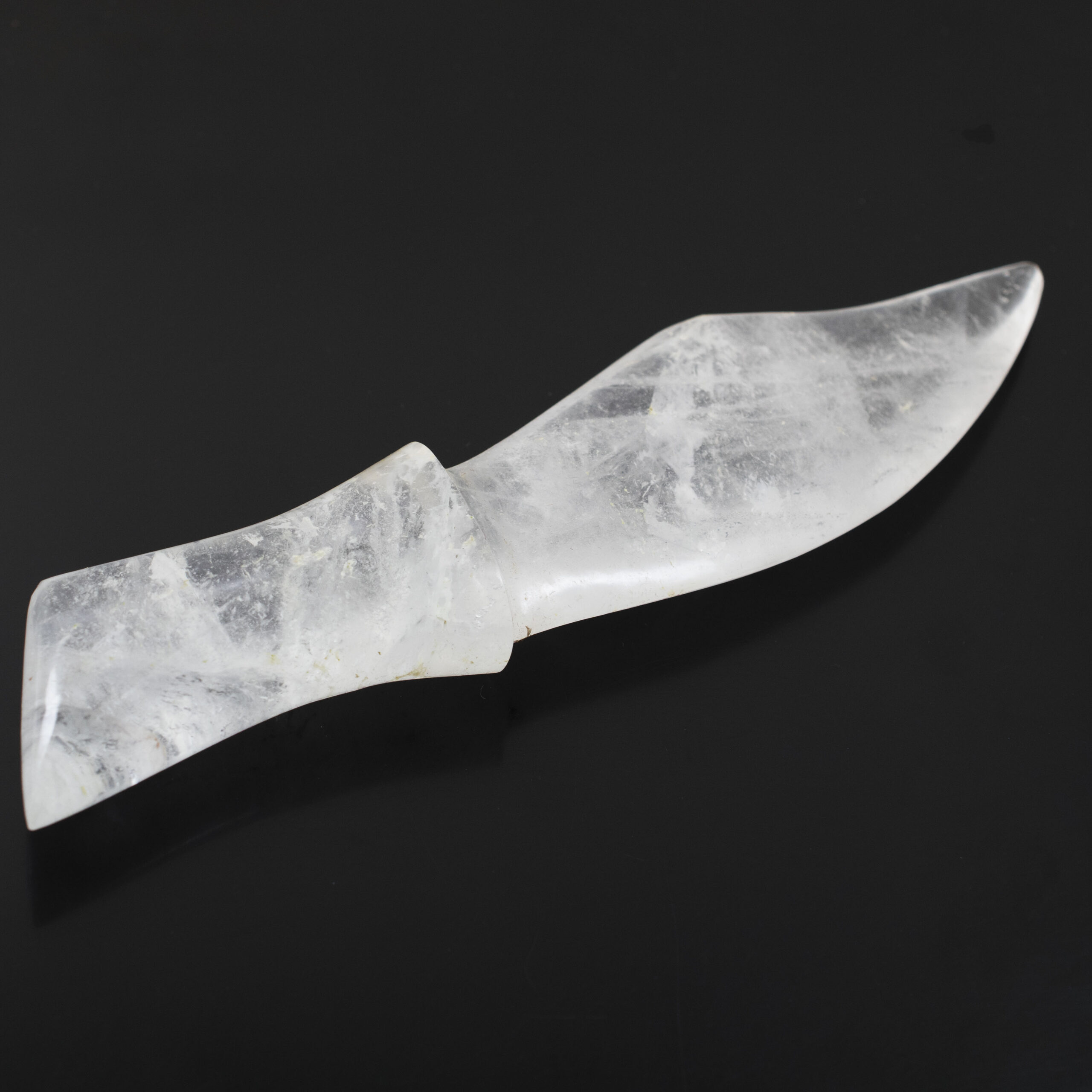 Natural Clear Quartz (Sphatik) Crystal Gua Sha Massage Tool | Healing Stone Face & Body Massager - Image 2