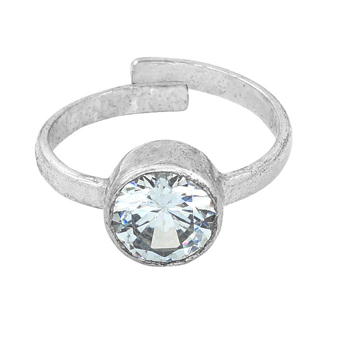 Adjustable White Zircon Silver-Plated Ring | Unisex Crystal Ring | Fashion & Spiritual Jewelry - Image 4