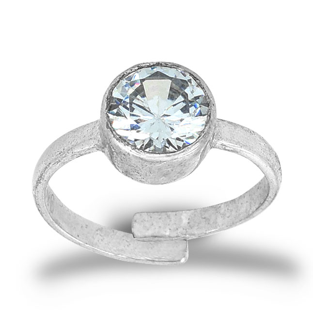 Adjustable White Zircon Silver-Plated Ring | Unisex Crystal Ring | Fashion & Spiritual Jewelry