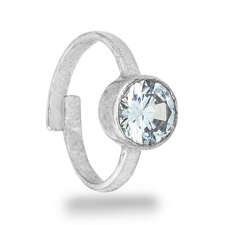 Adjustable White Zircon Silver-Plated Ring | Unisex Crystal Ring | Fashion & Spiritual Jewelry - Image 2