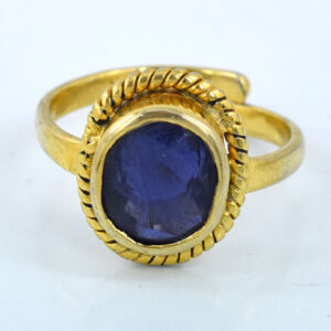 Natural Blue Sapphire (Neelam) Ring – 19.50 CT Gold Finish Adjustable Ring