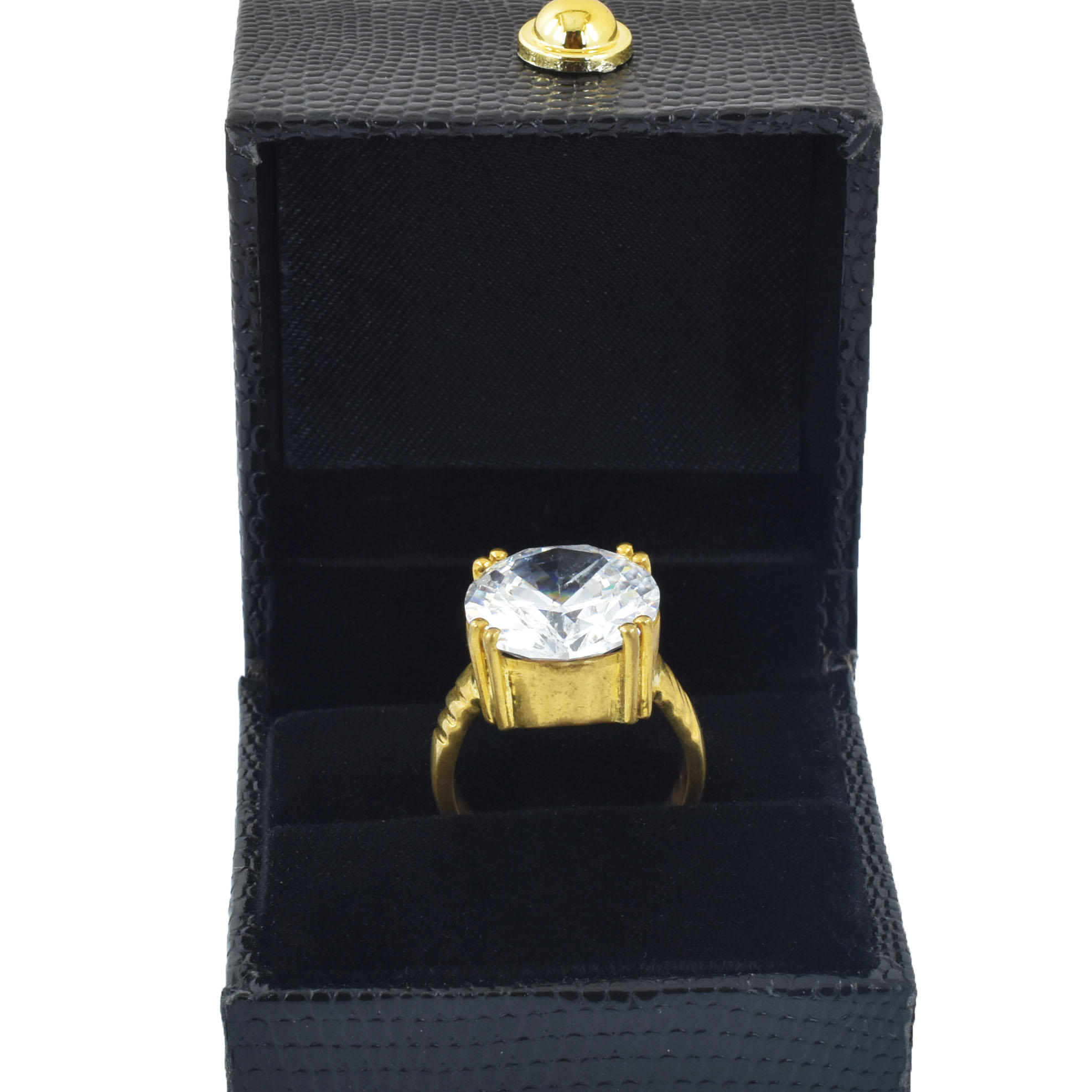 Natural White Zircon (White Jarkan) Adjustable Ring – Gold Plated Gemstone Ring - Image 4