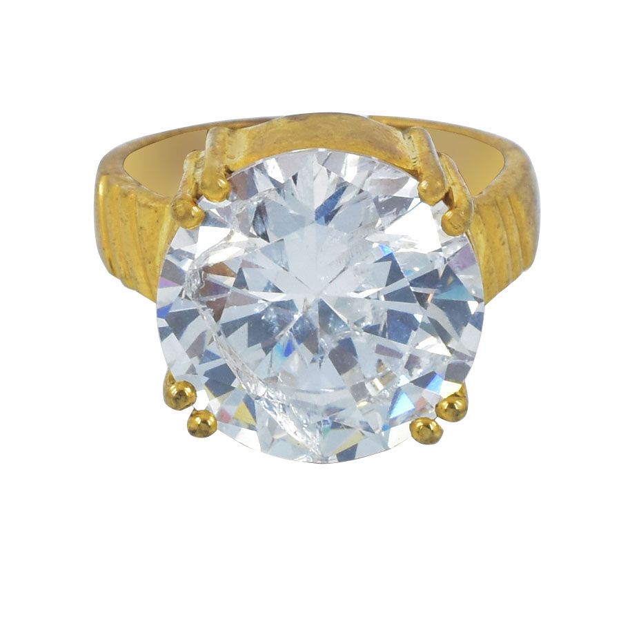 Natural White Zircon (White Jarkan) Adjustable Ring – Gold Plated Gemstone Ring