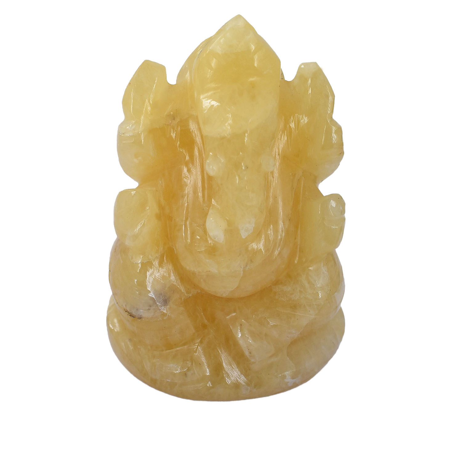 Natural Yellow Calcite Lord Ganesha Idol – Hand-Carved Crystal Ganesh Murti for Prosperity, Wisdom & Positive Energy