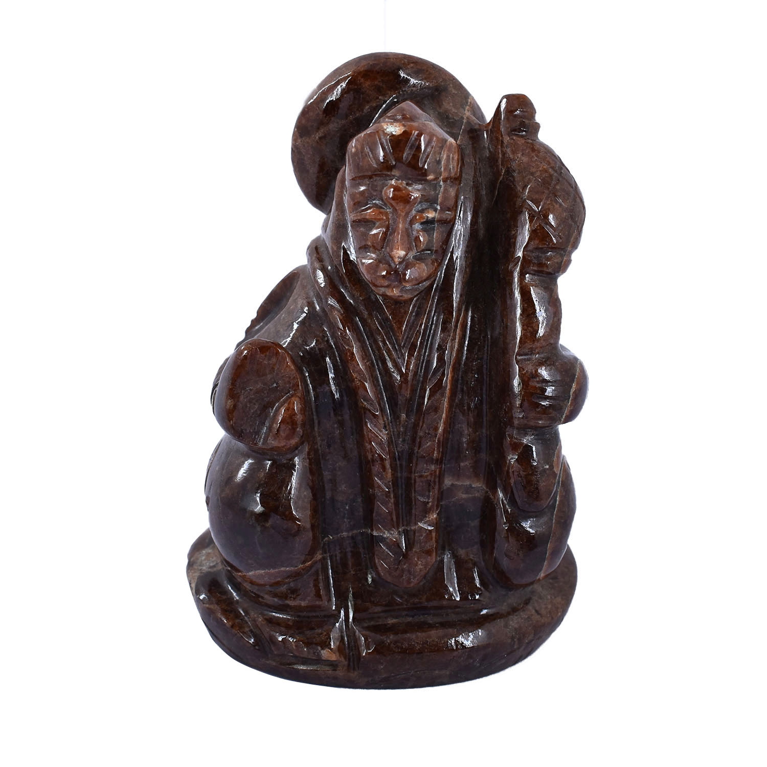 Natural Brown Stone Hand-Carved Bajrangbali (Lord Hanuman) Idol | Handmade Spiritual Statue for Home & Temple - Image 4