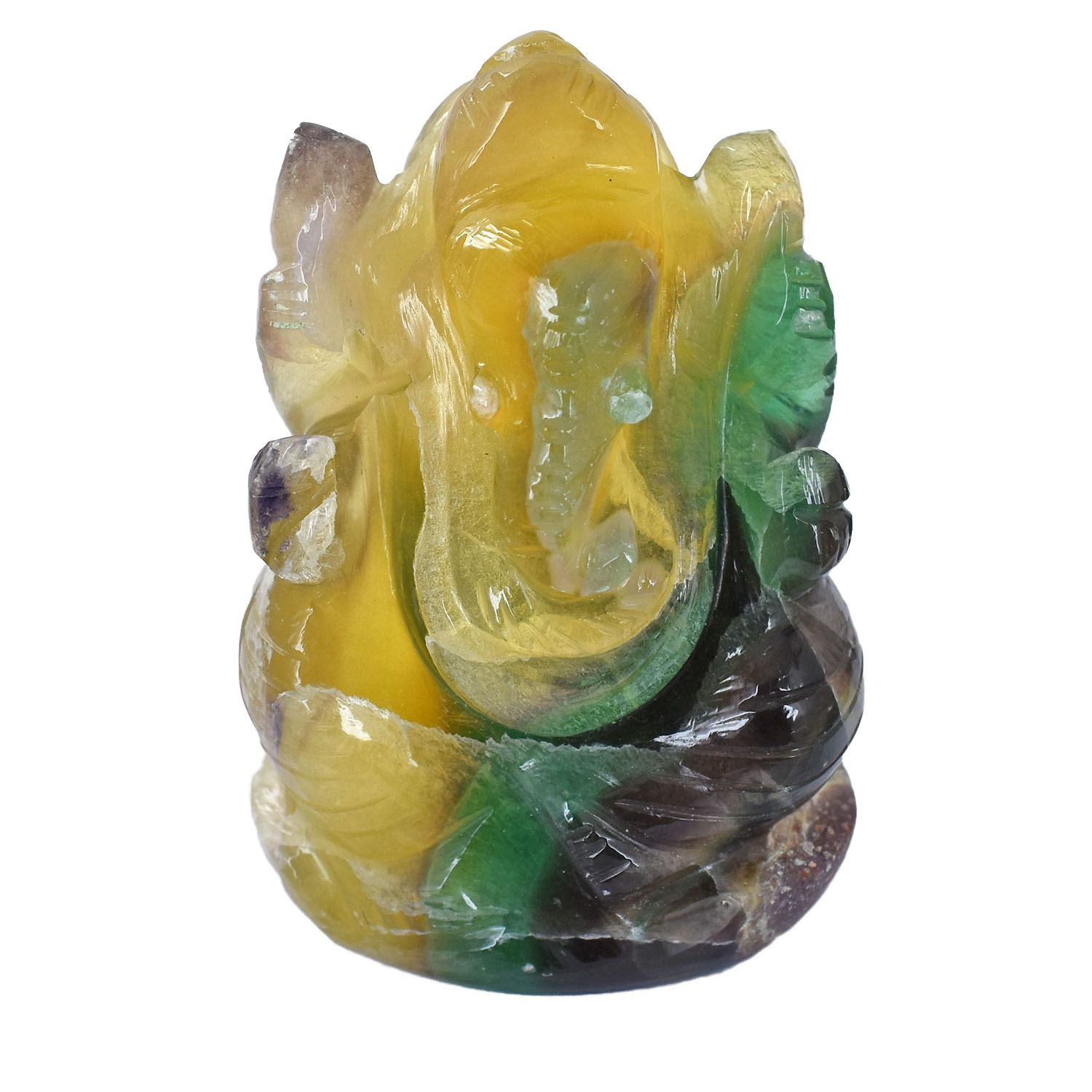 Natural Multi Fluorite Lord Ganesha Idol | Hand-Carved Crystal Ganesh Statue for Home & Temple - Image 5