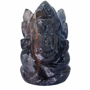 Natural Rainbow Fluorite Ganesha Idol – Handcrafted Crystal Lord Ganesha Statue for Wisdom, Protection & Spiritual Growth