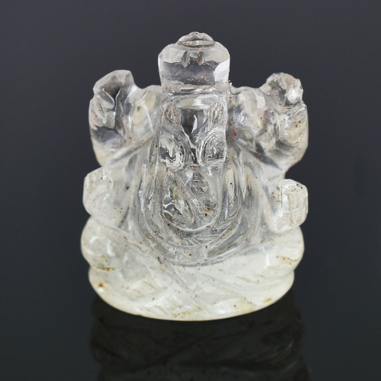 Natural Clear Crystal Ganesha Idol | Hand-Carved Crystal Lord Ganesha Statue | Spiritual Home Décor & Meditation Idol - Image 3