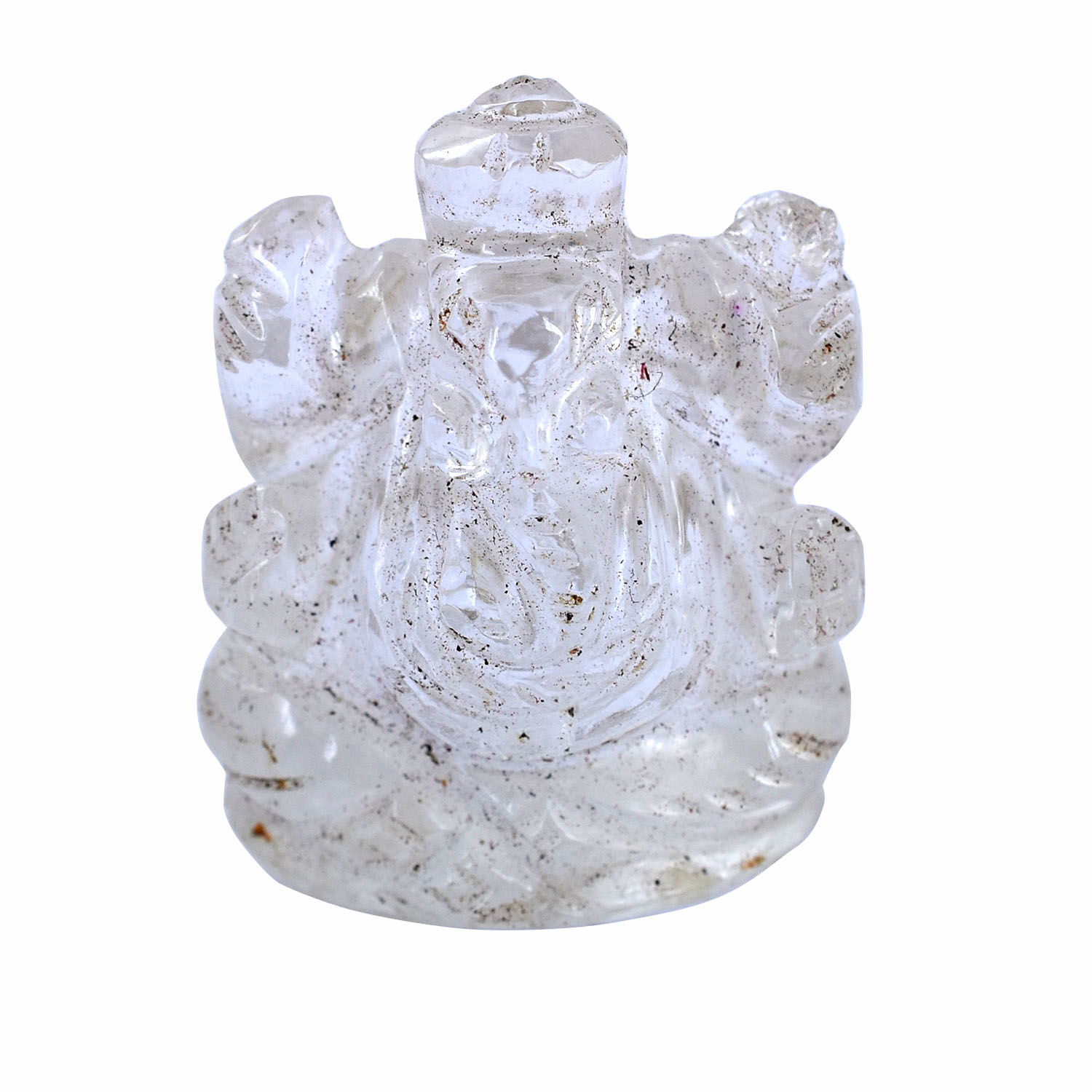 Natural Clear Crystal Ganesha Idol | Hand-Carved Crystal Lord Ganesha Statue | Spiritual Home Décor & Meditation Idol