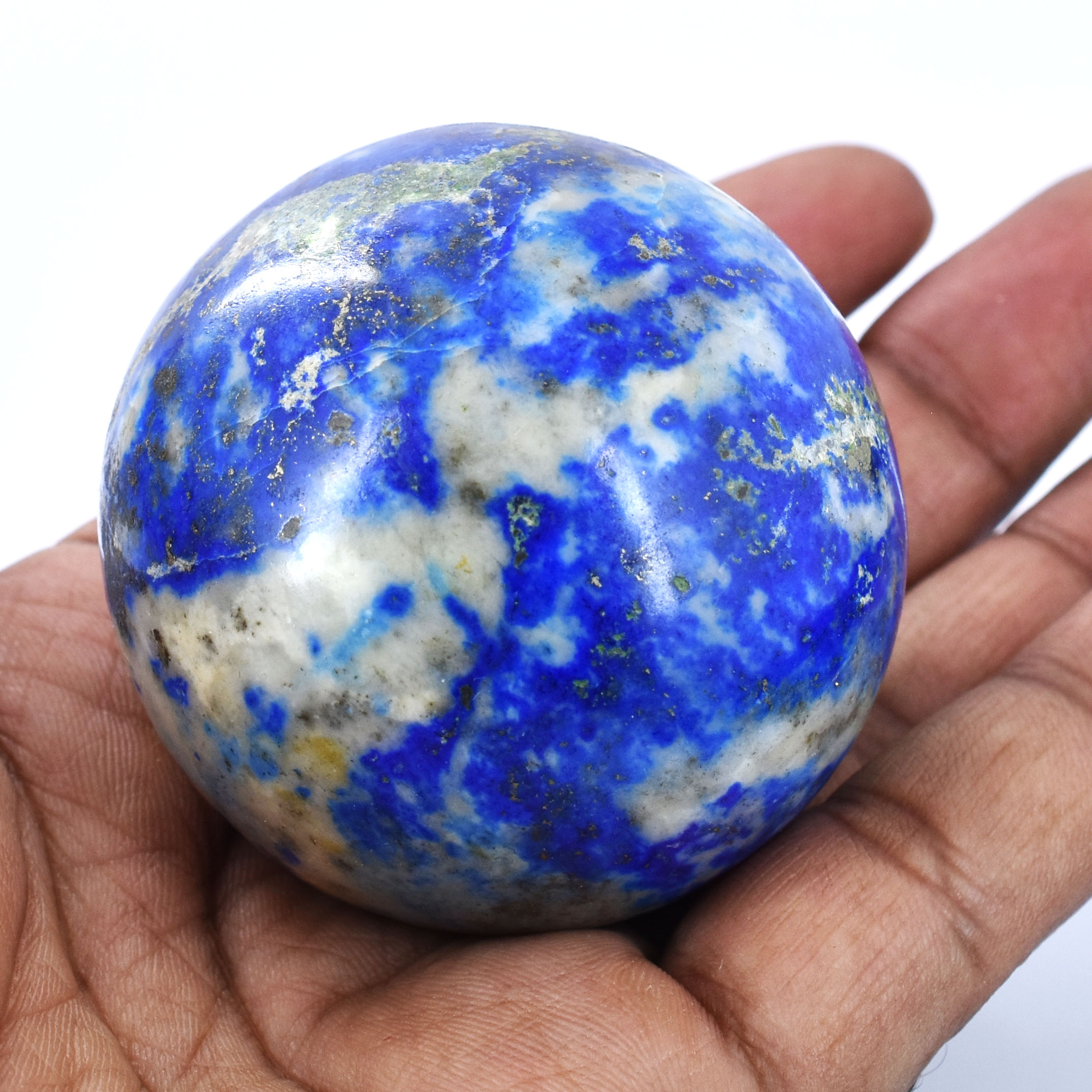 Blue & White Crystal Sphere | Polished Healing Crystal Ball | Meditation, Home Decor & Energy Cleansing Sphere - Image 3
