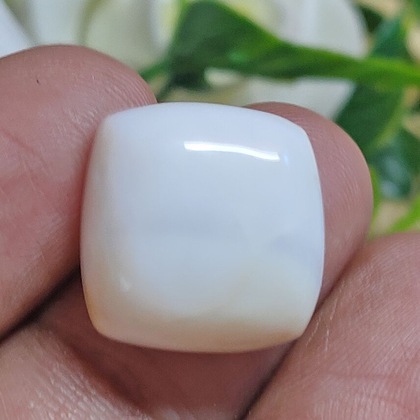Premium 13.09 Cts Certified Natural Milky White Opal Cushion Cabochon - Image 8