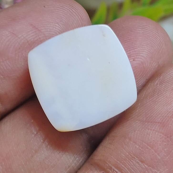 Premium 13.09 Cts Certified Natural Milky White Opal Cushion Cabochon