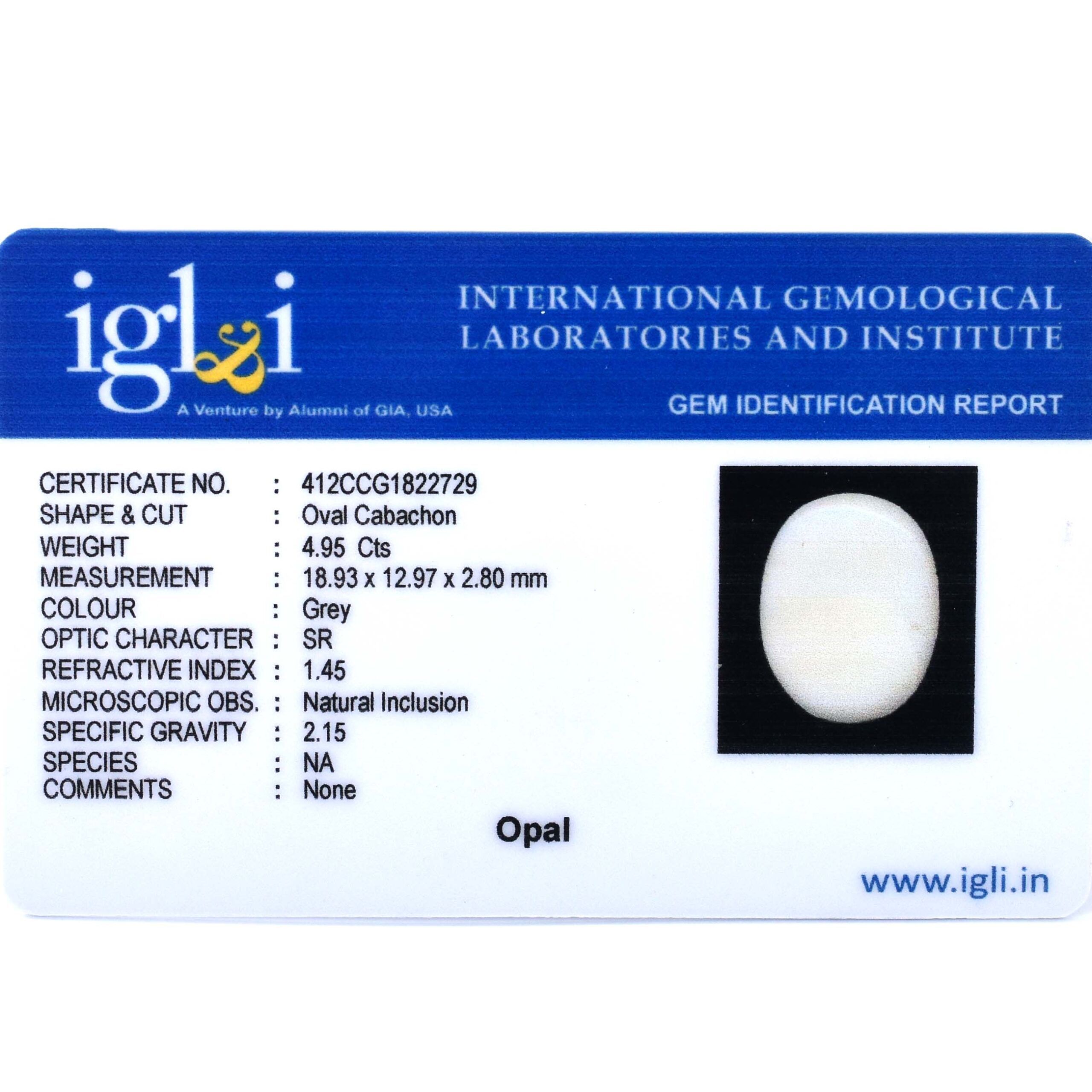 Premium 4.95 Cts Certified Natural Grey Opal Oval Cabochon Gemstone Product Details: - Image 3