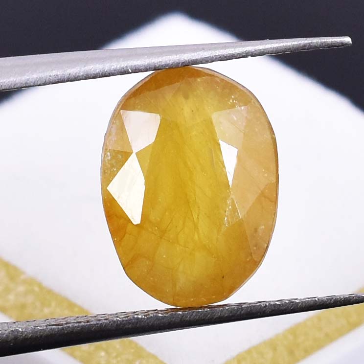 Natural Yellow Sapphire (Pukhraj) – 6.20 Carat Certified Yellow Sapphire Gemstone | Oval Mixed Cut - Image 6