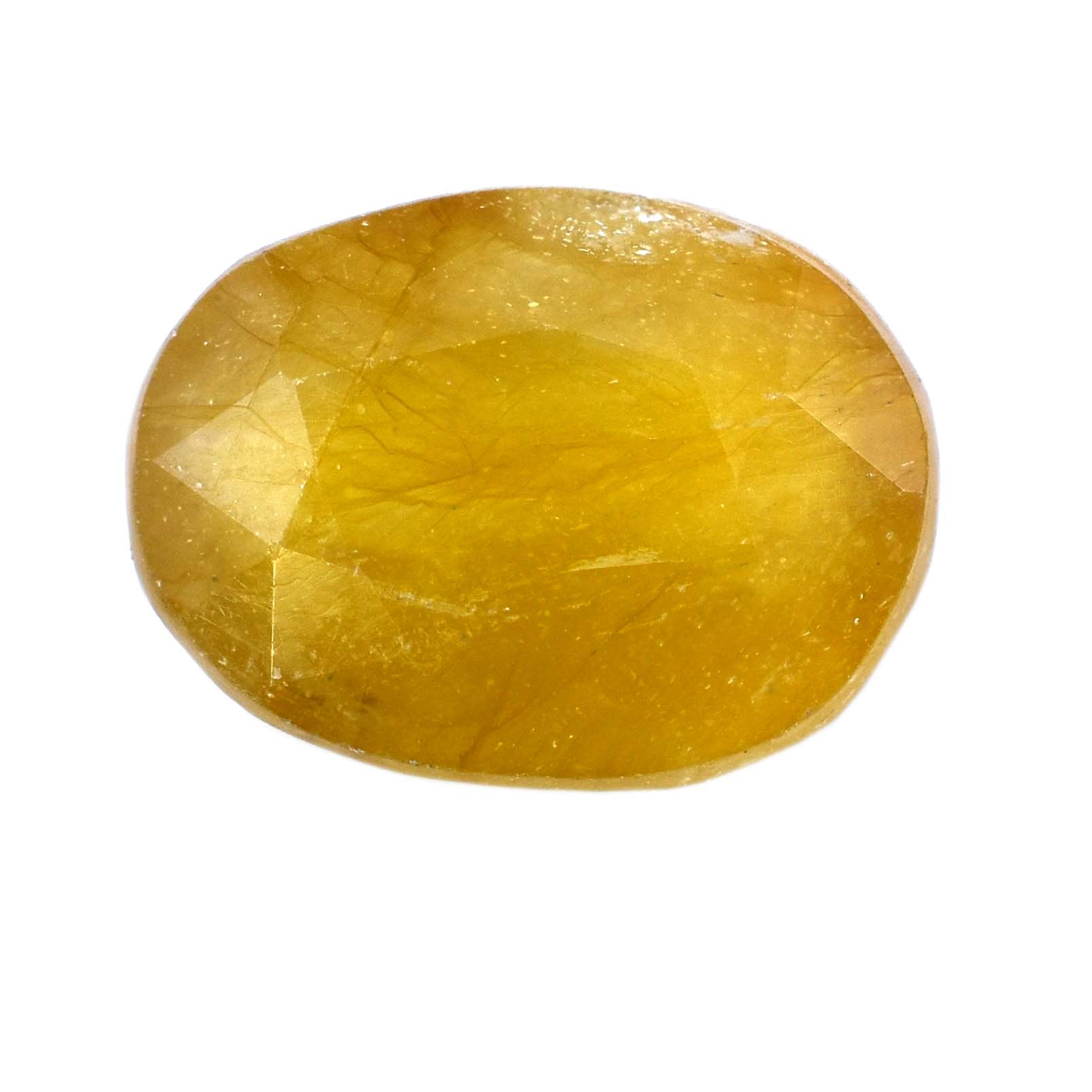 Natural Yellow Sapphire (Pukhraj) – 6.20 Carat Certified Yellow Sapphire Gemstone | Oval Mixed Cut