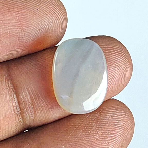 Premium 4.28 Cts Certified Natural Milky White Opal Oval Cabochon - Image 5