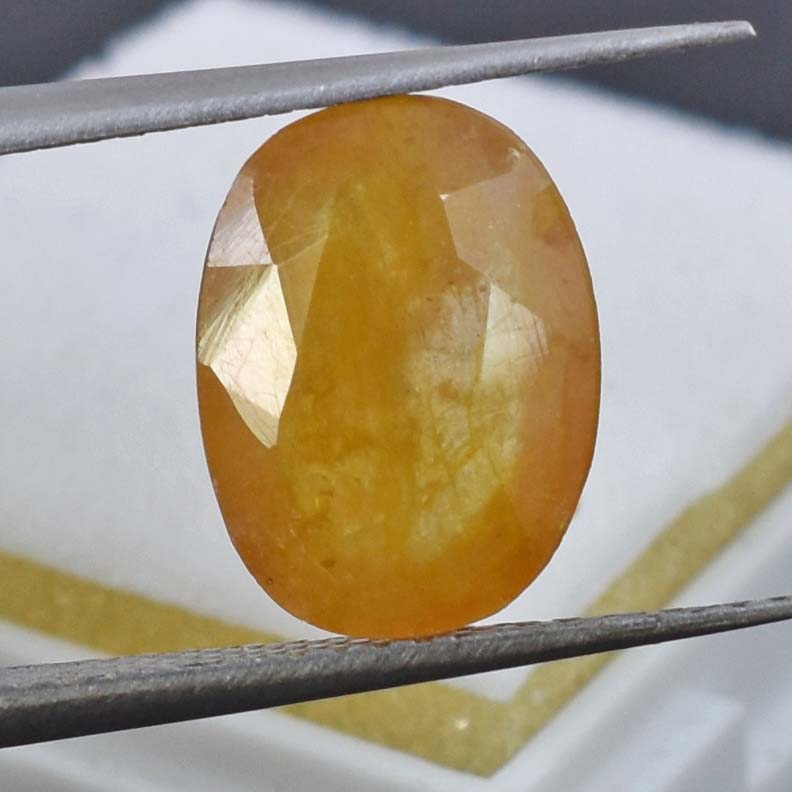Natural Yellow Sapphire (Pukhraj) – 6.43 Carat Certified Yellow Sapphire Gemstone | Oval Mixed Cut - Image 6