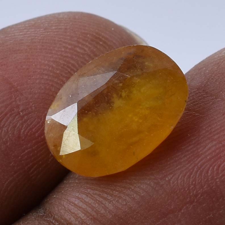 Natural Yellow Sapphire (Pukhraj) – 6.43 Carat Certified Yellow Sapphire Gemstone | Oval Mixed Cut - Image 3