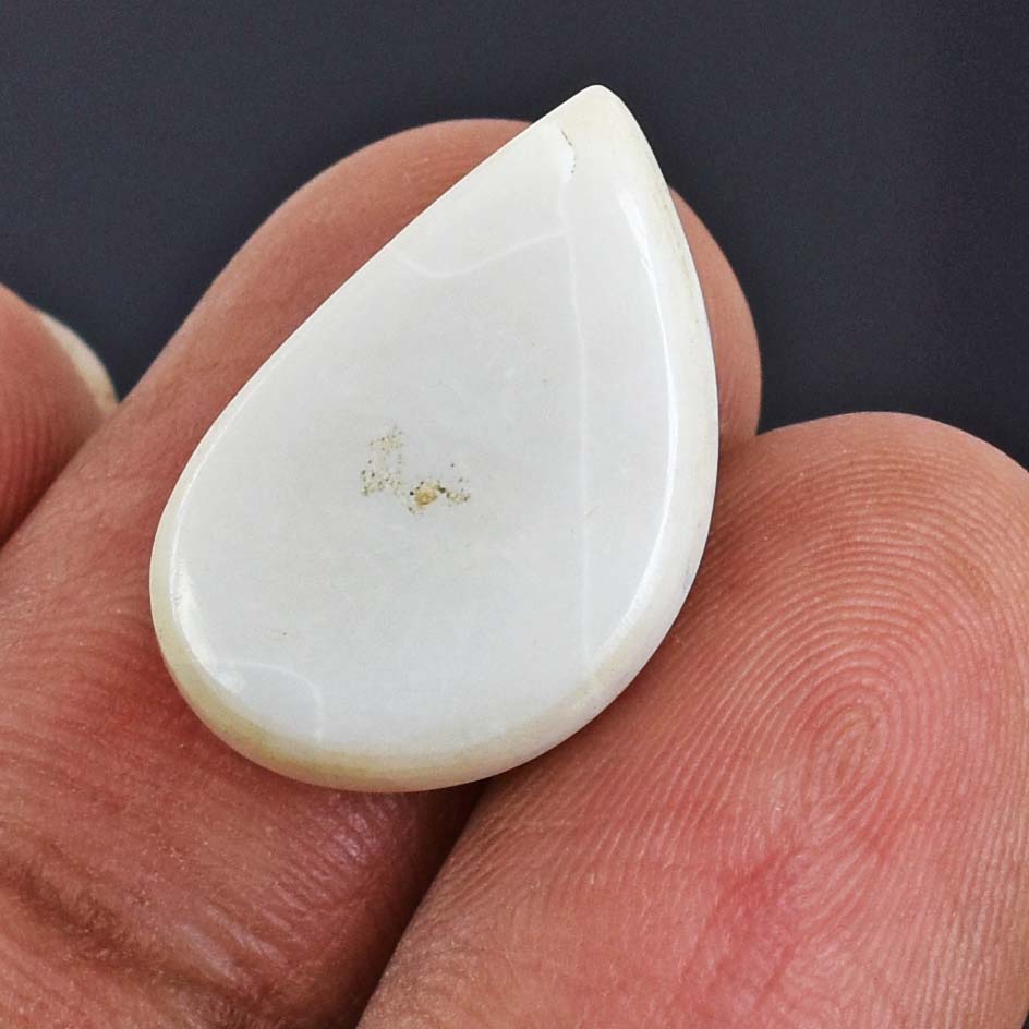 Premium 7.17 Cts Certified Natural Milky White Opal Pear Cabochon - Image 5
