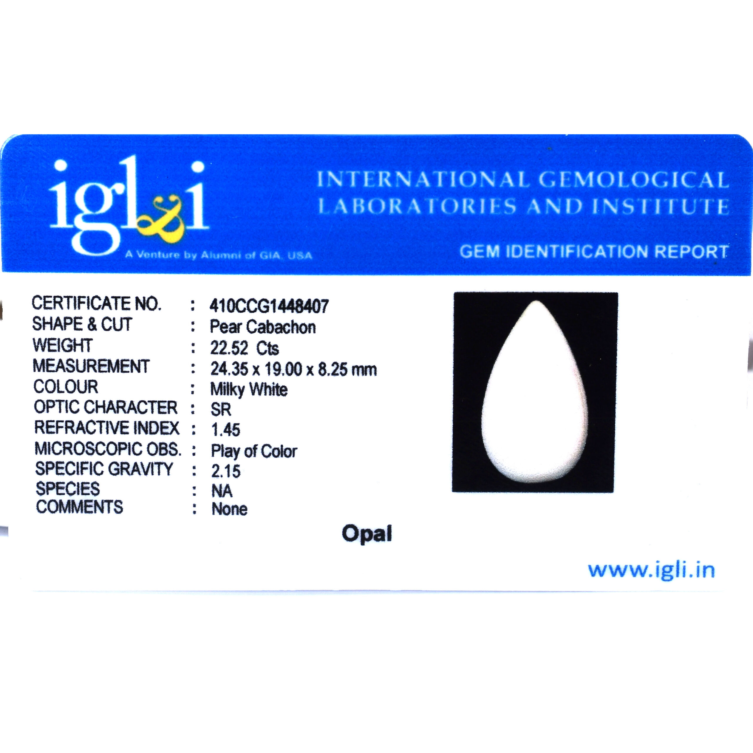 Premium Natural White Opal Pear Cabochon Gemstone - Image 3