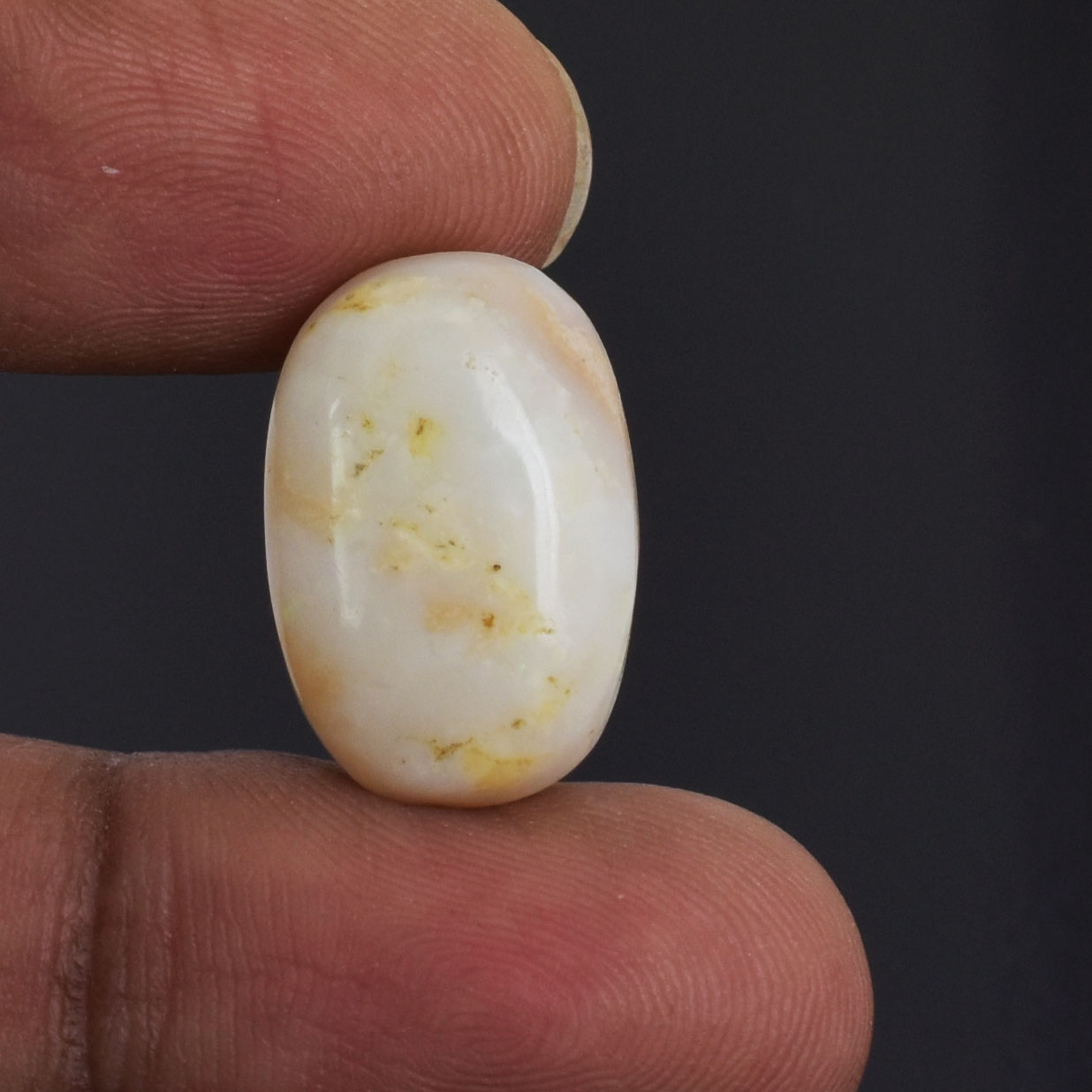 Premium Natural White Opal Oval Cabochon with Earthy Inclusions - Image 6
