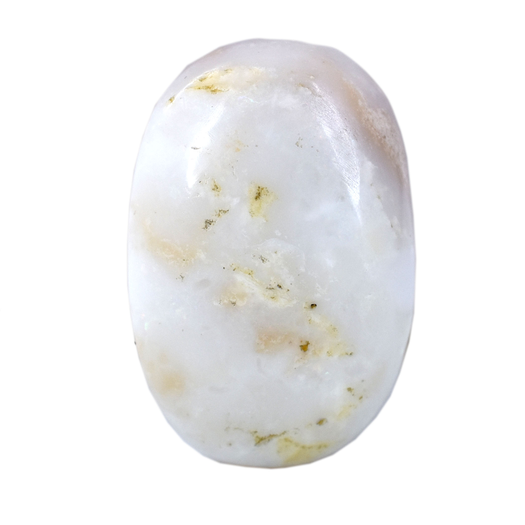 Premium Natural White Opal Oval Cabochon with Earthy Inclusions