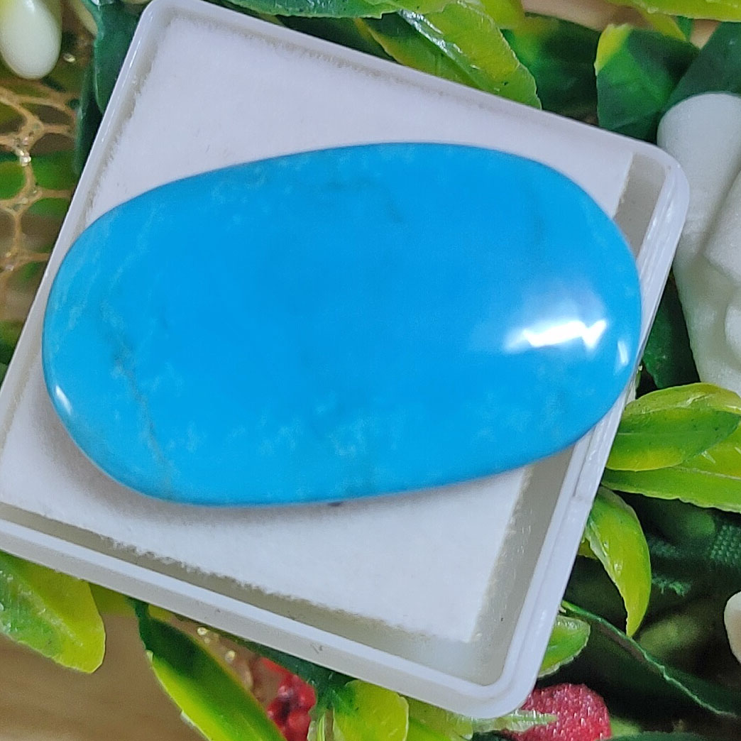 Premium Natural Turquoise (Firoza) Oval Cabochon - Image 4