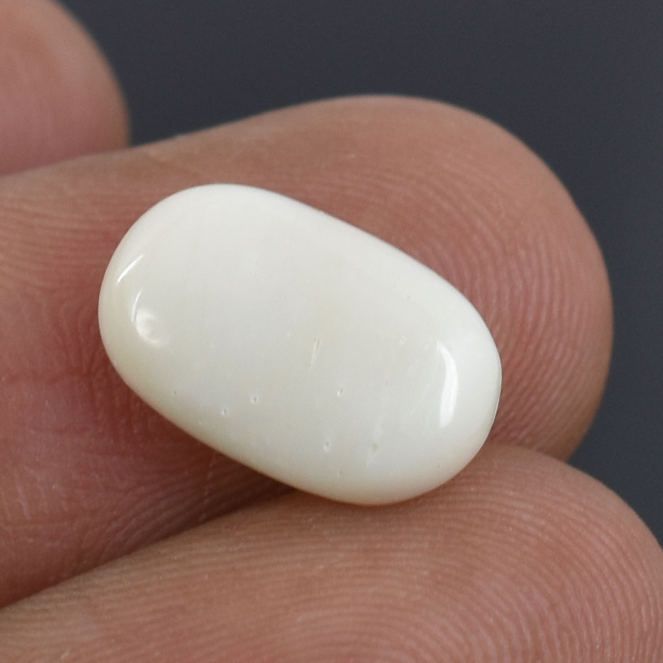 Premium Natural White Coral (Safed Moonga) Capsule Cabochon Gemstone - Image 5